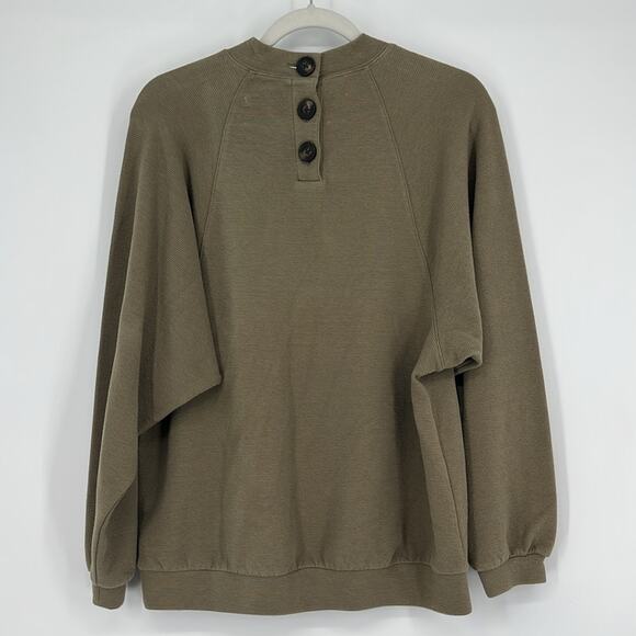 Madewell Button Back Mock Neck Top Small Sweatshirt Textured Distant Surplus - Picture 3 of 10